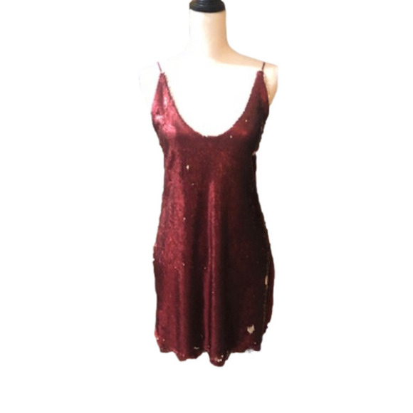 Free People Seeing Double Red Sequin Mini Dress, Size Medium - Picture 7 of 15